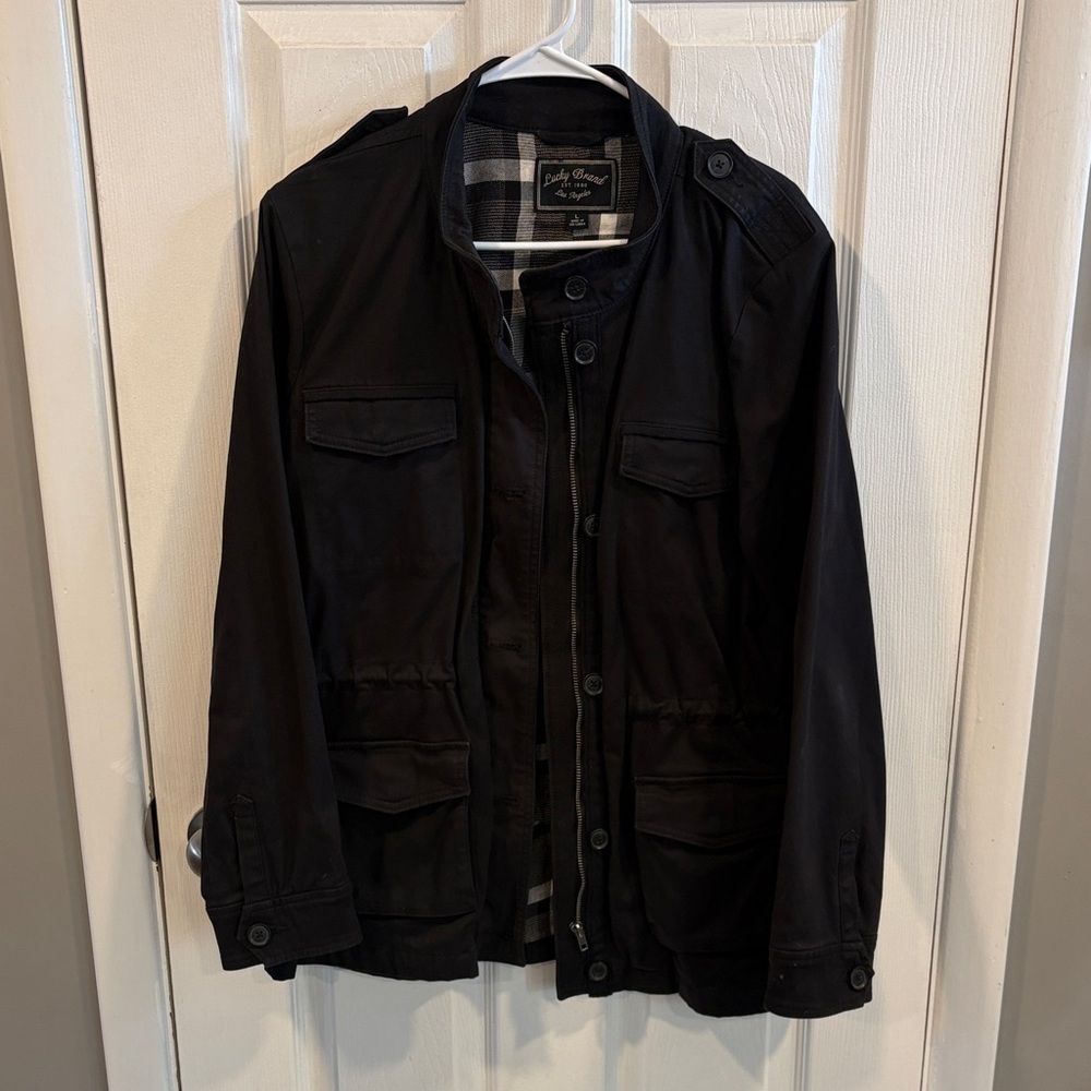 Lucky Brand Black Military Jacket Size Large